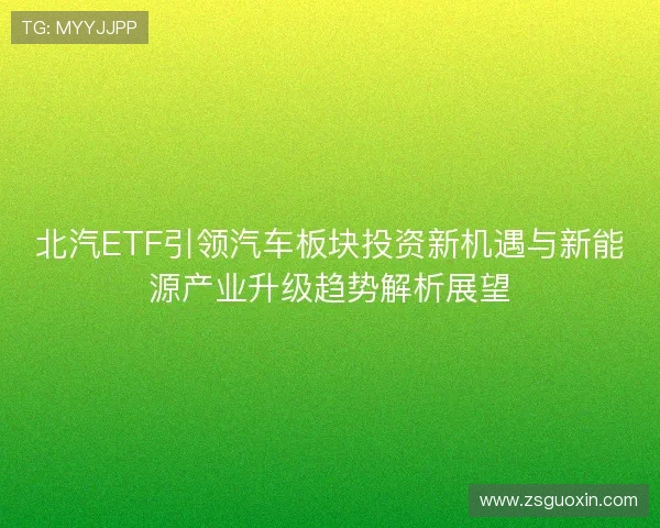 北汽ETF引领汽车板块投资新机遇与新能源产业升级趋势解析展望